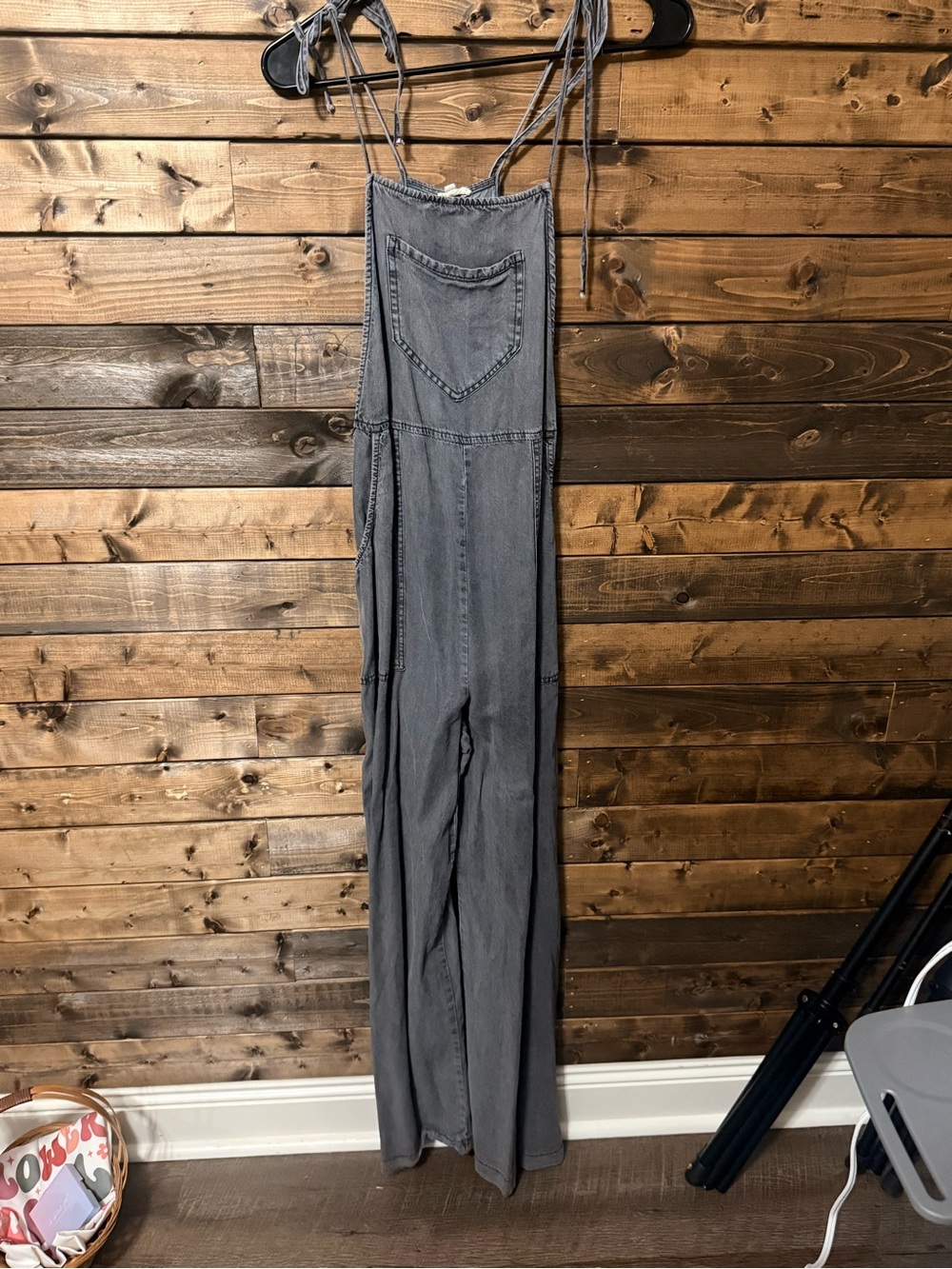 Gray Denim Overalls Jumpsuit - Unbranded